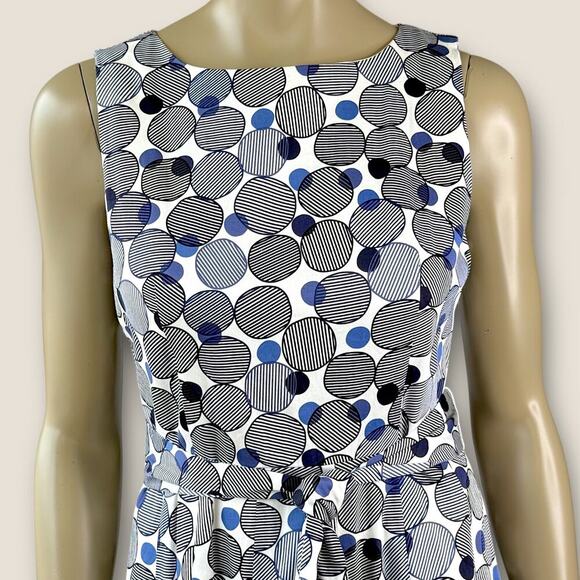 Anne Klein Sleeveless Polka Dot Pleated Fit Flare Tie Belt Sheath Dress Size 6 - Picture 5 of 16